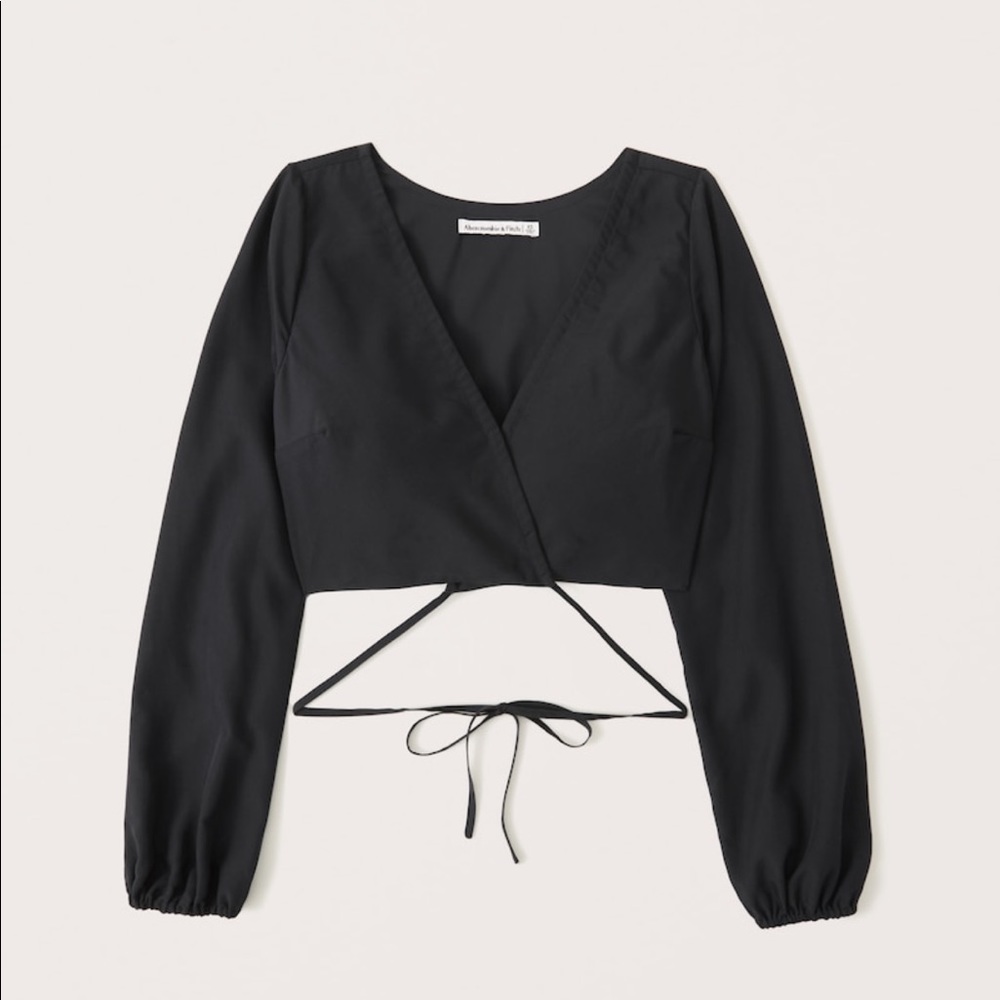 Abercrombie Black Long Sleeve Cupro Top NWT